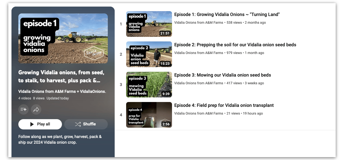 Vidalia Onion episodes on YouTube