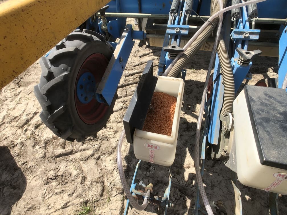 Vidalia onion seeds in tractor before planting